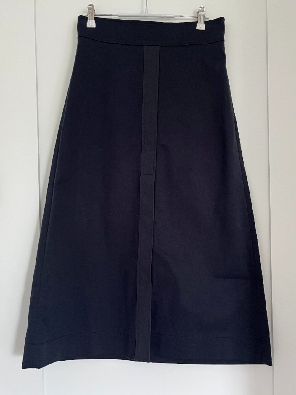 G. Label by Goop A-Line Midi Skirt with Front Slit Black Size 6